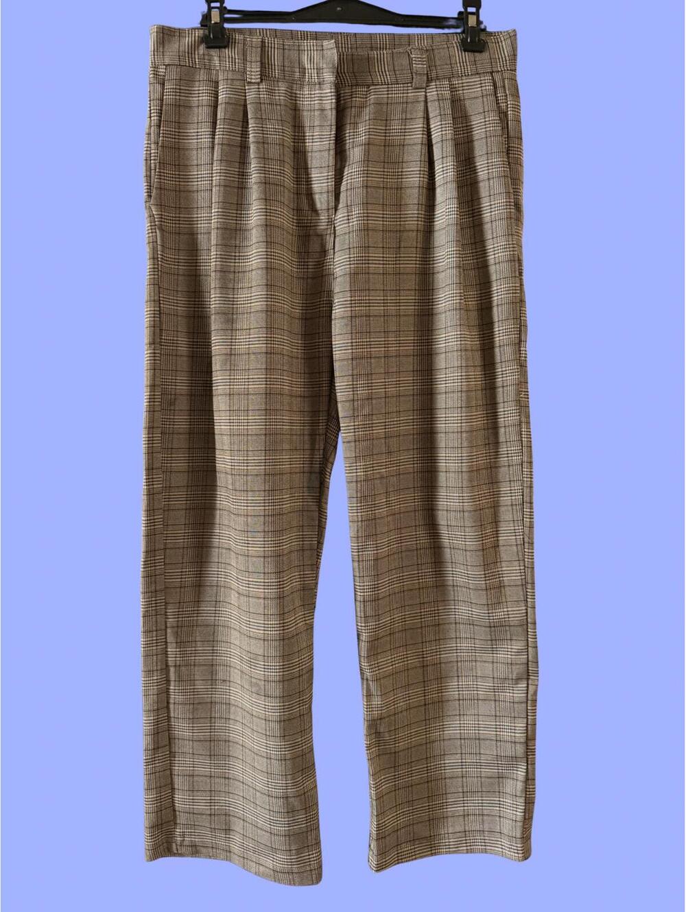 NWT Large Nasty Gal Brown Plaid Ankle Trousers